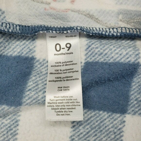 Penguin Embroidered Toddler Pajama Set – Blue White Checkered, Closed Feet, 0-9 - Picture 10 of 11